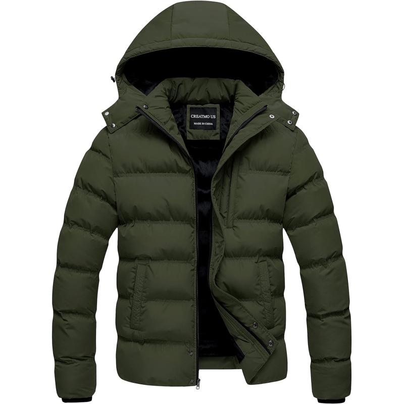 CREATMO US Men’s Puffer Jacket Waterproof Winter Parka jacket Warm ...